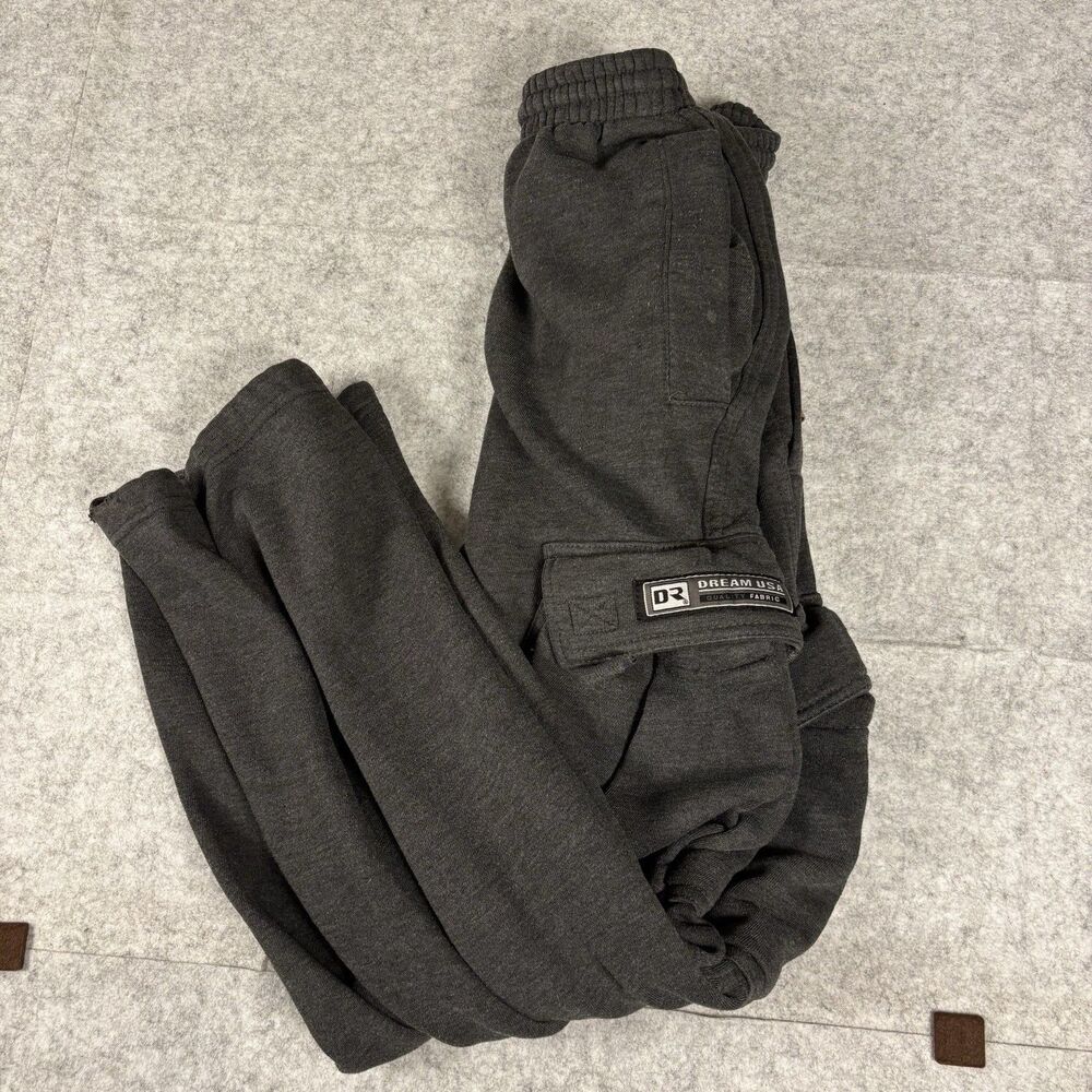 DR Dream USA Dark Gray Cargo Cotton Blend Sweats Pants Womens Large Y2K Baggy